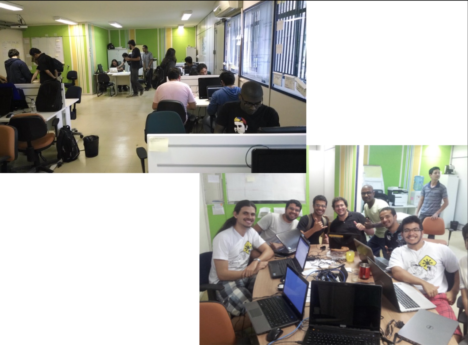 Estudantes trabalhando nas salas do laboratório em 2013