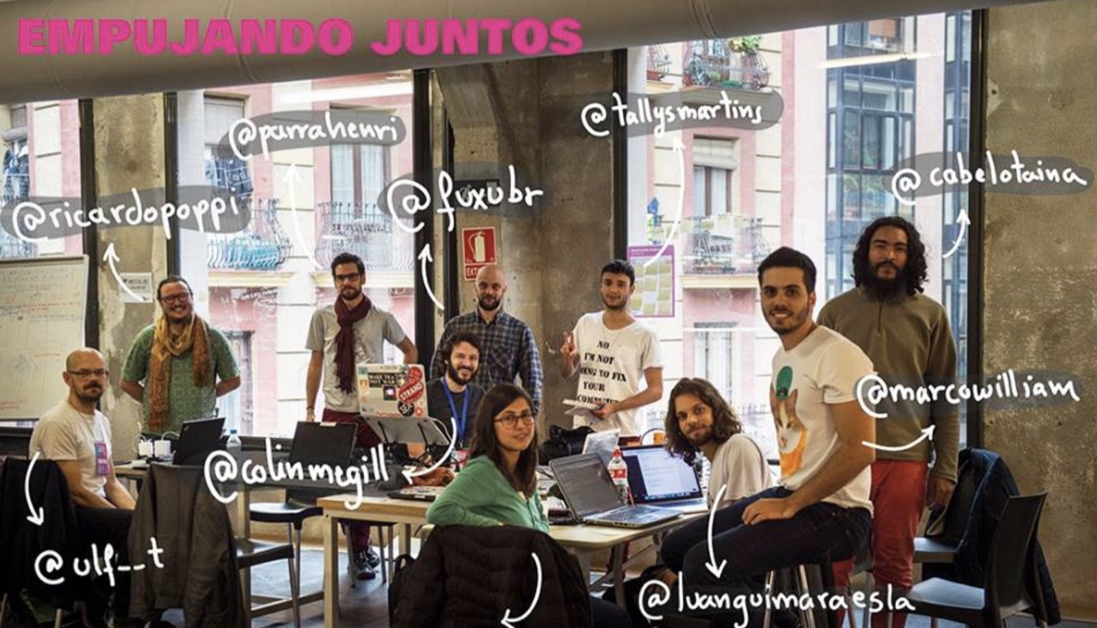 Pesquisadores do laboratório em atividade colaborativa em Madri, em 2019